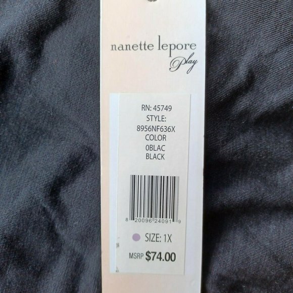 Nanette Lepore Play Women's Plus 1X 2X Laser Cut Hoodie Hooded Active Top Black - Picture 8 of 10